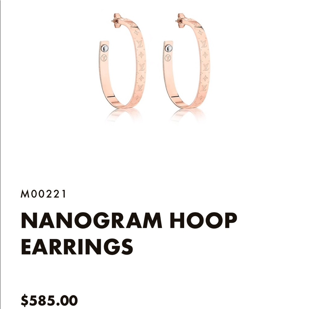 Louis Vuitton Rose Gold Monogram Hoop Earrings